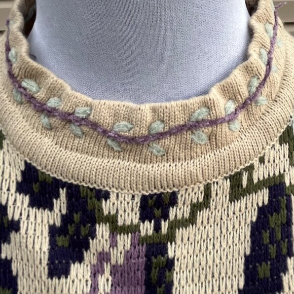 Maggie Lawrence Vintage  Sweater‎ Embroidered Floral Tunic Length Size M - Picture 7 of 9